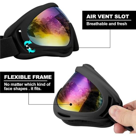 Ski Goggles,Motorcycle Goggles,3 Pack Snowboard Snow Goggles for Men Women Adult - Picture 4 of 7